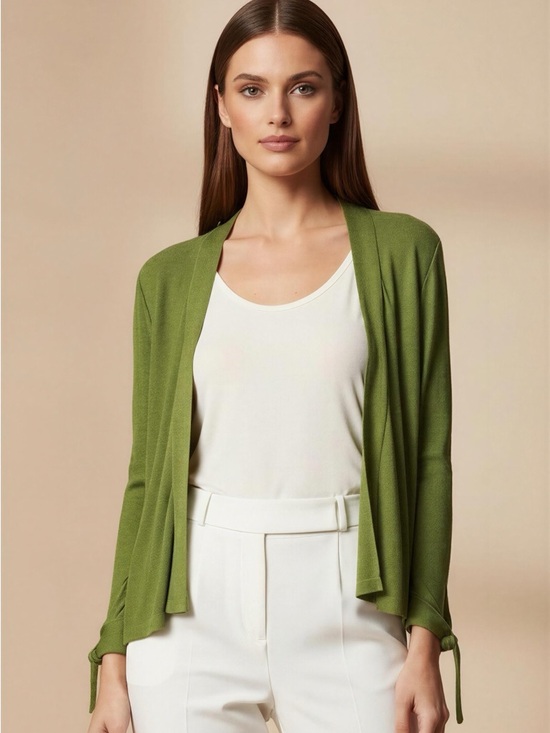 Ann Taylor Factory Sweaters - Ann Taylor Olive Green Open-Front Tie-Sleeve Cardigan Sweater Size S Petite